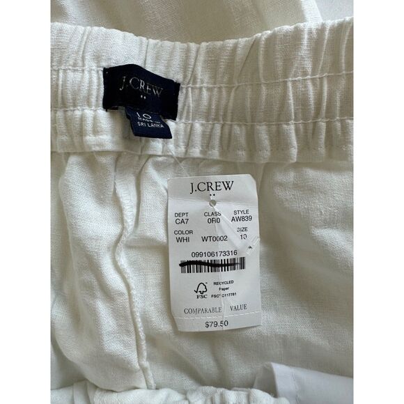 J.Crew Factory Linen Cotton Blend Minimalist Preppy Drawstring Pant White 10 - Picture 4 of 10